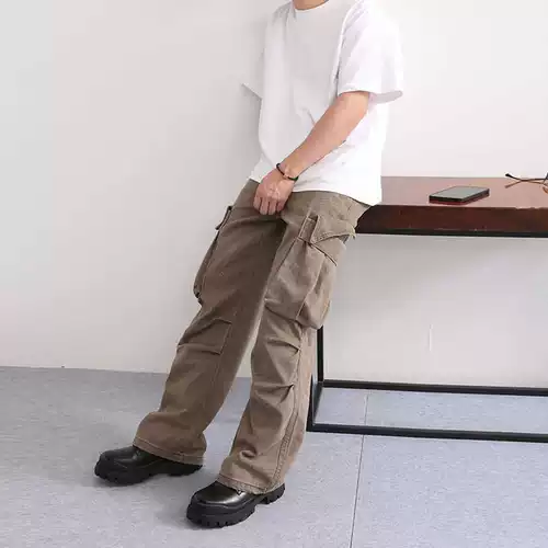 Ретро джинсы, парашютист для отдыха, штаны, в американском стиле, свободный прямой крой