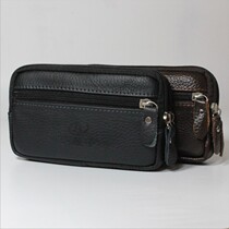 5 Inch Cell Phone Pocket Wear Leather Strap Casual Mini Middle Aged Men Genuine Leather Multifunction Outdoor Documents Small Hanging Bag