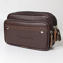 Triple Layer Mobile Phone Pocket Men Wear Leather Strap Casual Mini Mid-Aged Multilayer Multifunctional Outdoor Workout BAG HANGING BAG