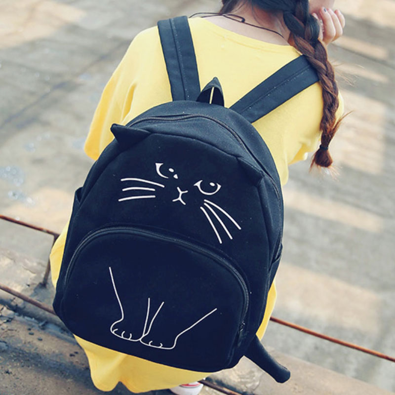 Em gái mềm mại sáng tạo dễ thương mèo vui búp bê ba lô sinh viên vải cô gái cá tính động vật anime