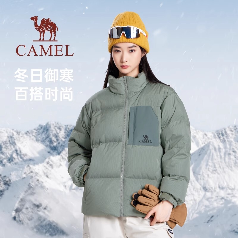 Camel Women's Stand-Up Collar down Jacket Winter New Outdoor Casual Thickened Warm Short Coat
