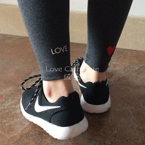 Cashmere love embroidery sports wind stripe elastic waist pure cashmere pants Girls base parent-child childrens cashmere pants