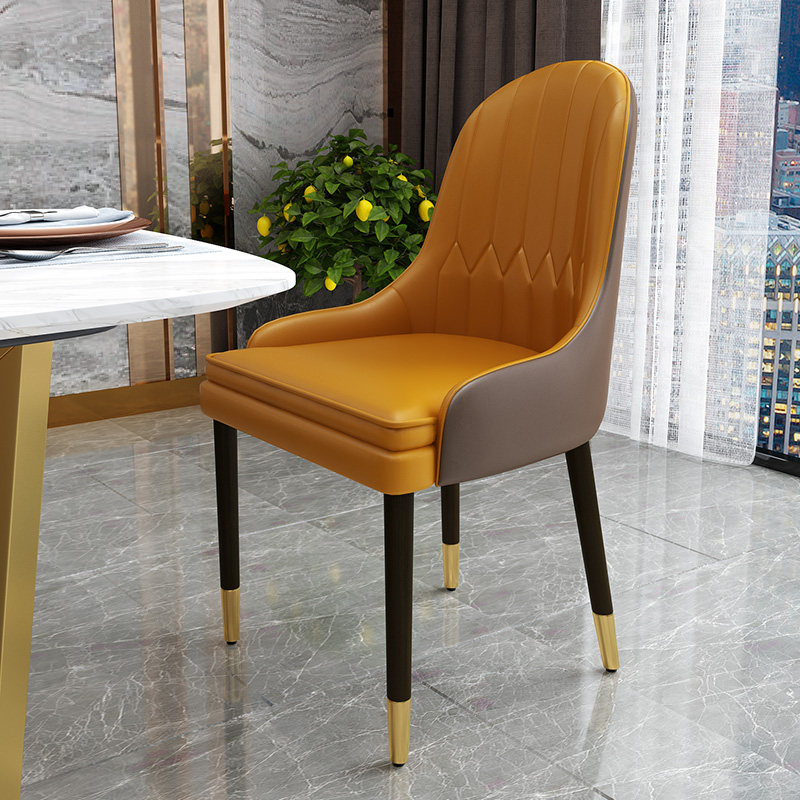 Light Extravagant Leather Dining Chair Postmodern Minimalist Casual Solid Wood Stools Nordic Restaurant Home Chairs Iron Art Net Red Dining Chair-Taobao