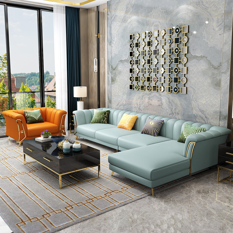 American light lavish leather art sofa Living room composition Jane about small family type real leather sofa rear modern net red whole dress furniture-Taobao