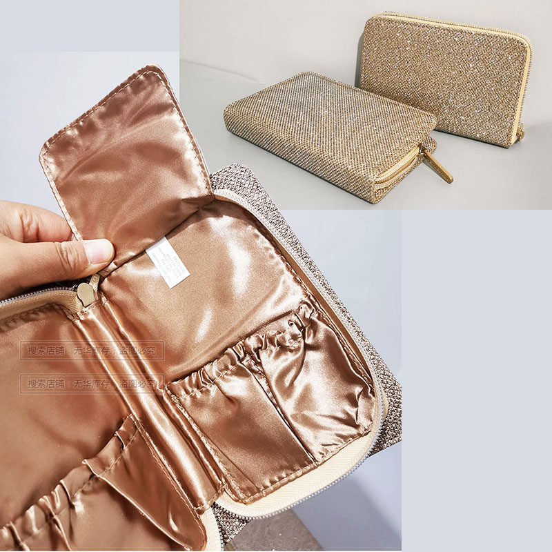 (Super Shiny Pieces Pen Brush bag) Fashion gold Cosmetic Bag Makeup Brush Containing bag portable lipstick Multi-purpose