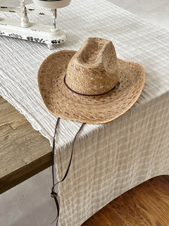 Cross-Border Hot-Selling Fashionable Hand-Woven Palm Leaf Wide-Brimmed Cowboy Hat for Men and Women, Outdoor Travel Sun Protection Straw Hat