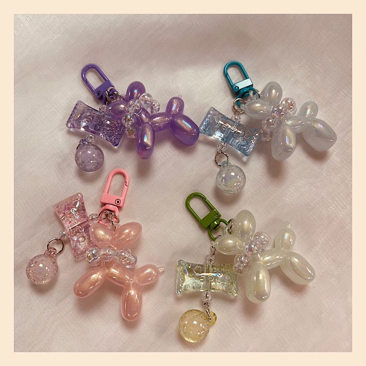 Aurora Balloon Dog Keychain in Candy Color Electroplating, Same Style as on Xiaohongshu, Internet Celebrity Style Balloon Dog Pendant
