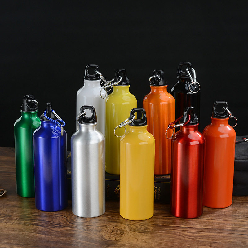 Aluminum Sports Water Bottle Outdoor Mountaineering Aluminum Water Cup Portable Carabiner Buckle Portable Aluminum Cup Bicycle Riding Kettle