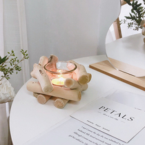 ins wind korea hominin retro log pile candle holder glass home pendulum decoration folk juku soft fit shooting props