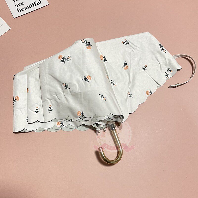 Japan Spot WPC Fold Ultra Light Sunscreen Beach Umbrella 99% Anti UV Stars Embroidery Coating Sun Clear Umbrella Female