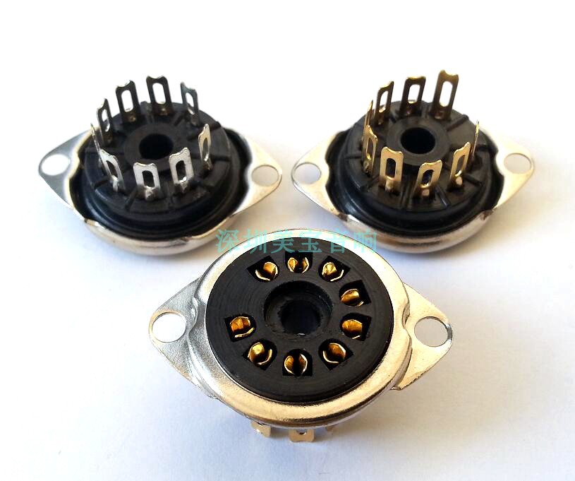 New bakelite 9-foot vacuum tube seat PCP9-F suitable for 12AX7 12AU7 6DJ8 and other 9-foot vacuum tubes