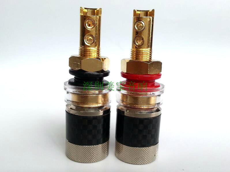 Bile Horn Power Amplifier Post-Wire Carbon Fiber Housing Banana Plug Sound Box Terminal Pure Copper Gilded Free-welded
