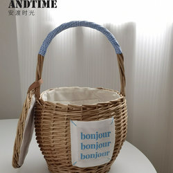 ins Handmade Woven Photo Basket Flower Basket Bouquet Gift Basket Floral Decoration Props Picnic Basket