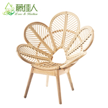 Nordic rattan chair balcony bedroom back chair real rattan leisure chair designer creative homestay furniture ins