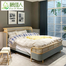 Nordic solid wood bed rattan rattan bedroom bed bed and breakfast bed net red apartment hotel furniture custom ins