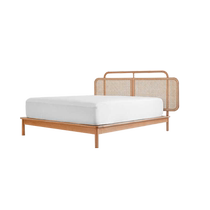 Nordic rattan bed 1 8m solid wood double bed simple master bedroom hotel bed and breakfast large bed rattan bed