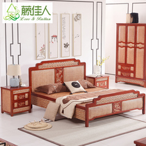 Rattan lady rattan double bed real rattan bed 18m solid wood bed Indonesian rattan furniture 15m rattan bed TS