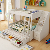 All solid wood custom wardrobe bed integrated bookcase bed boys and girls multifunctional bed childrens room furniture combination princess bed