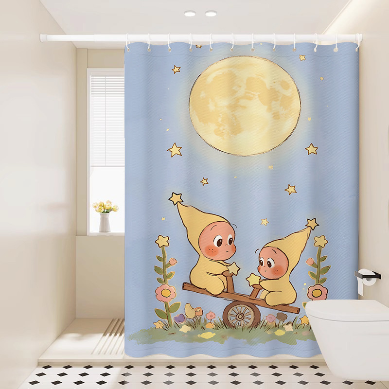 Cute Cartoon Classic Star-Themed Bathroom Shower Curtain Waterproof Partition Curtain Door Curtain Window Curtain Blocking Hanging Curtain Cute Cartoon Classic Star-Themed Bathroom Shower Curtain Waterproof Partition Curtain Door Curtain Window Curtain Blocking Hanging Curtain