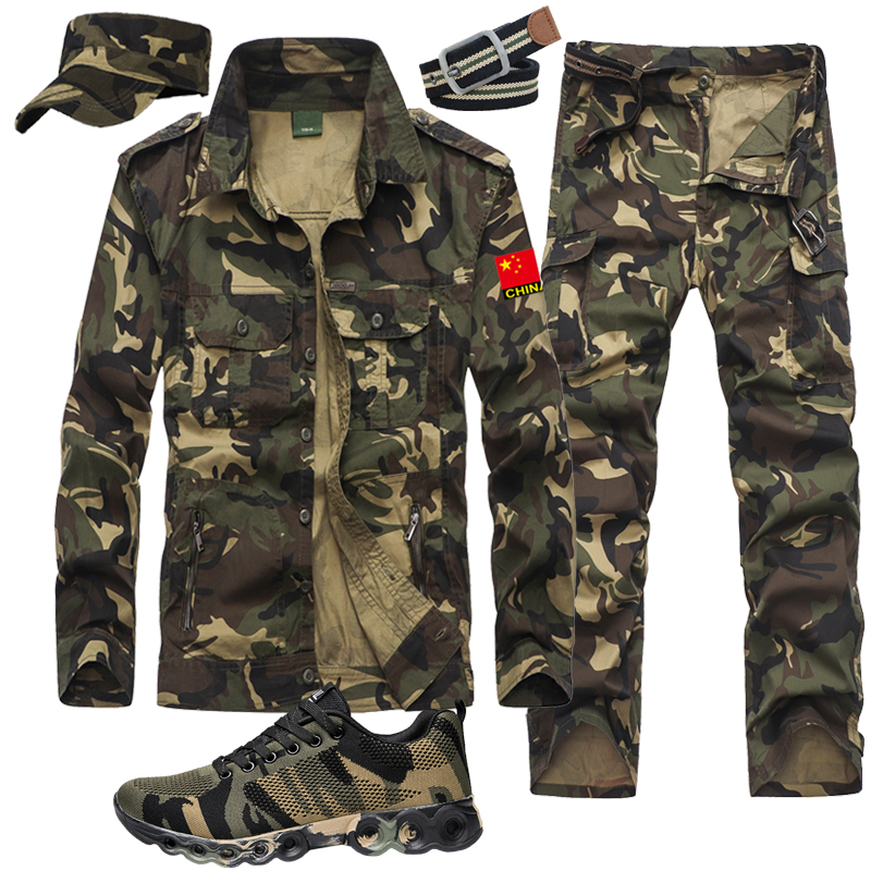 Summer thin outdoor regular military version of the military uniform cotton work military training camouflage uniform male spring and autumn military fan wear suit