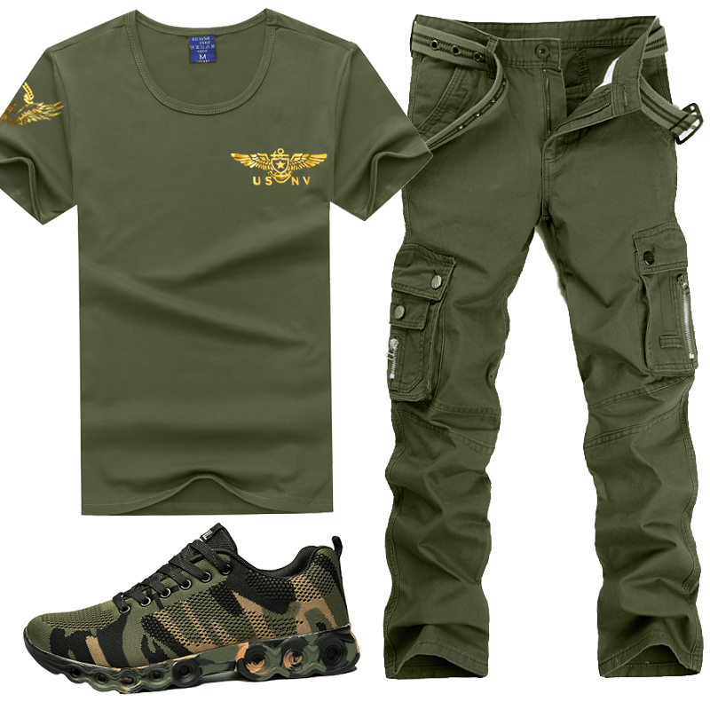 Summer Thin Style Military Wind Work Camouflate Men's Special Soldiers Clothes Army Fans Short Sleeve T-shirt Tooling Suit 