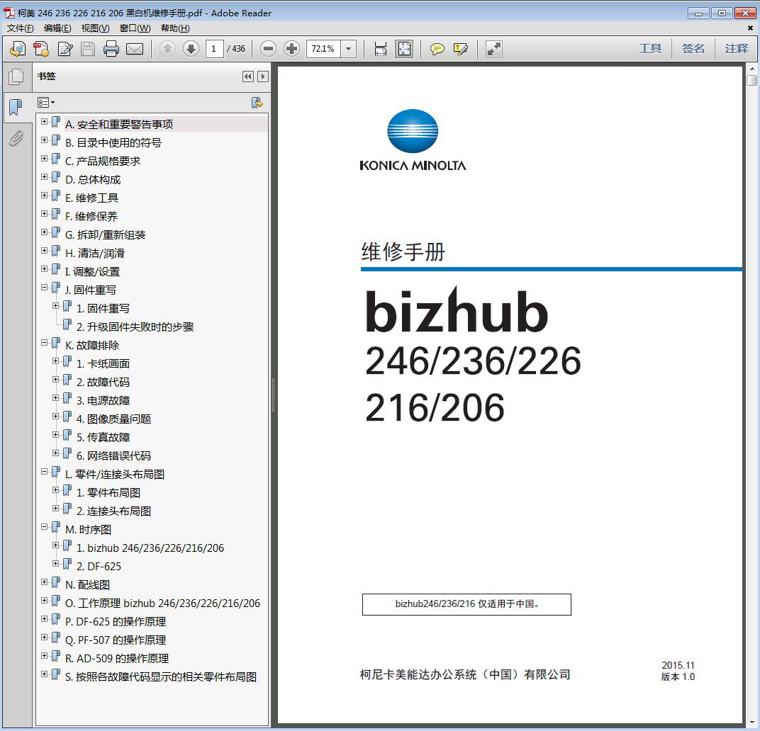 Konica Minolta Kermit BH 246 236 226 216 206 copier service manual