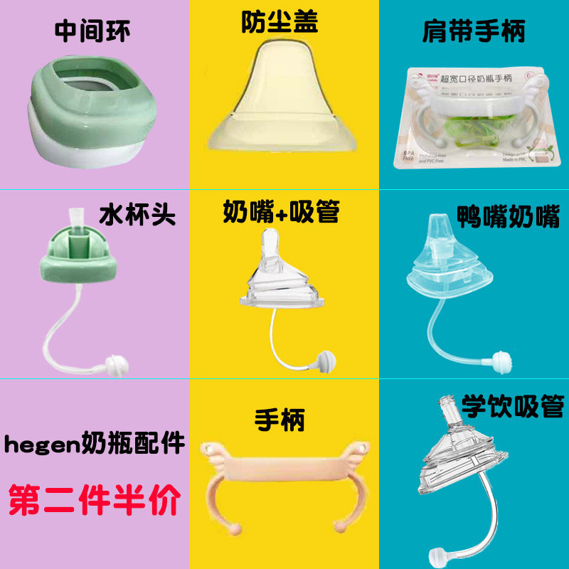 Universal Hegan Milk Bottle Handle Accessories Hegen Wide Calibre Milk Bottle Cap Non Original PP lid to hold the straw