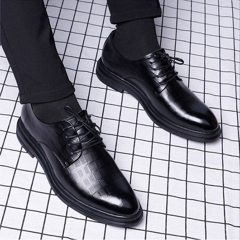 Wedding Leather Shoes Men Business Positive Dress Groom Trend Genuine Leather Soft Leather Suit Inn Casual Summer heightening men's shoes