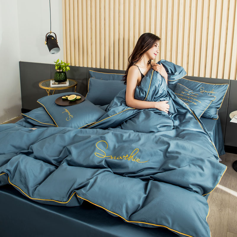 Euro - style cotton embroidery four pieces of pure cotton embroidery is set up 1 8M bed Euro wind bed