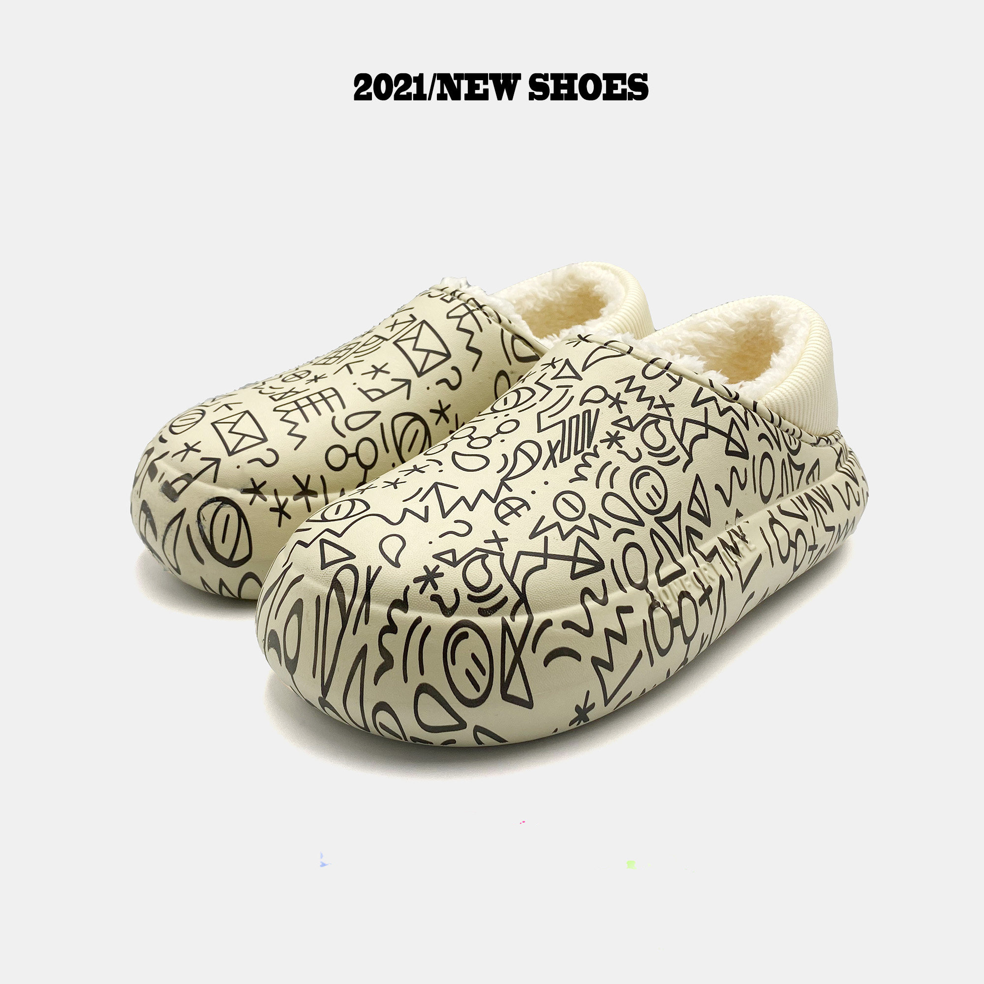 Autumn and winter couples cotton slippers men and women wear waterproof thick bottom to increase the bag to keep warm home indoor plus velvet cotton shoes tide