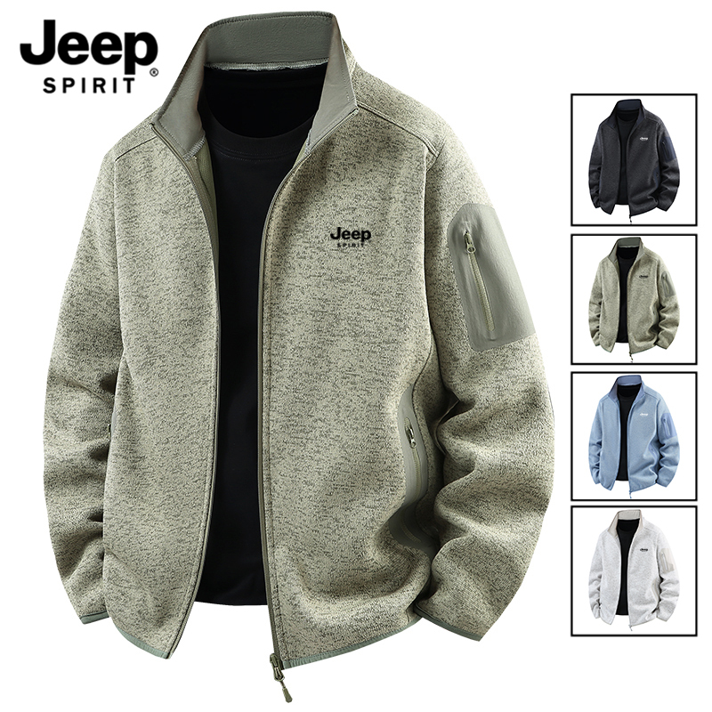 Jeep Men's Sweatshirt Cardigan Spring and Autum 2025 New Loose Top Zipper Casual Sportswear Jacket