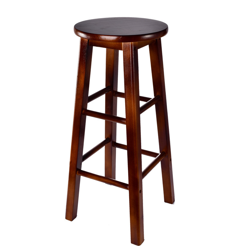 [USD 26.91] Solid wood stools High foot stools Simple bar chairs Household stools Retro bar