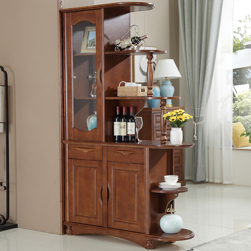 Solid Wood Room Cabinet Rubber Wood Genguan Partition Cabinet Double-sided Cabinet Multifunction Living Room Decoration Cabinet Screen Modern Chinese