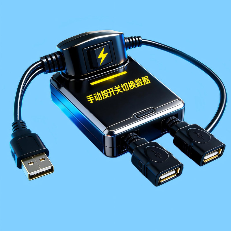 Dual Usb-A Data Cable with Two USB Flash Drives, Car Fast Charging Switch, Universal Charging Adapter