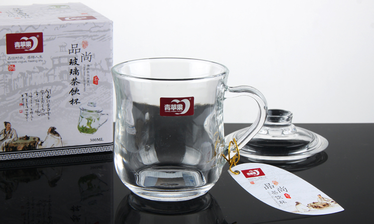 Màu xanh lá cây Táo Glass Tea Cup với Bìa Trà Cup Bìa Cup với Cốc Thủy Tinh Gia Dụng Trà Xanh Cốc Nước