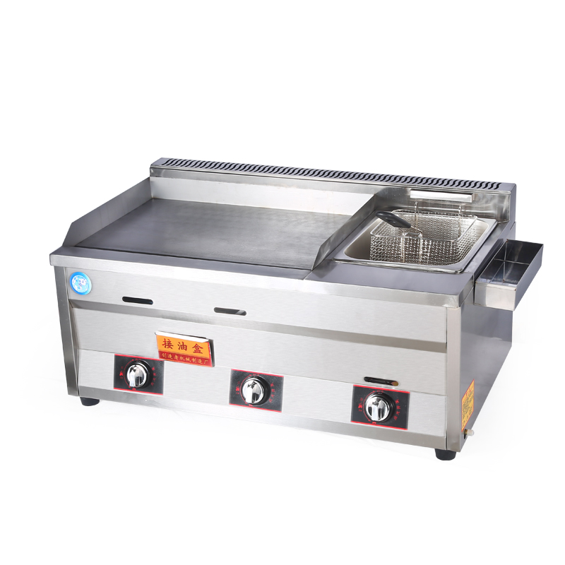 Commercial Gas Pickle Oven Green Onion Grabbing Cake Machine Gas Fryer Pan All Iron Plate Burning Equipment Roast Squid Off to Cook