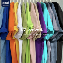 (Spot) Pure color short-sleeved T-shirt Male Big code Ice Shot Ice Silk Beating Bottom Half Sleeve Loose Fatter Mens Clothing