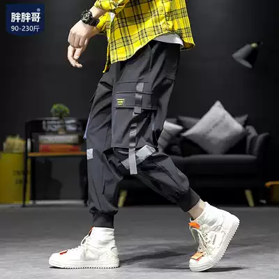 2021 autumn and winter New overalls men's fat fat loose hip hop pants Korean trend men's pants