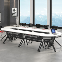 High-quality steel frame mobile folding long table training smart teaching table fan-shaped round rectangular conference table