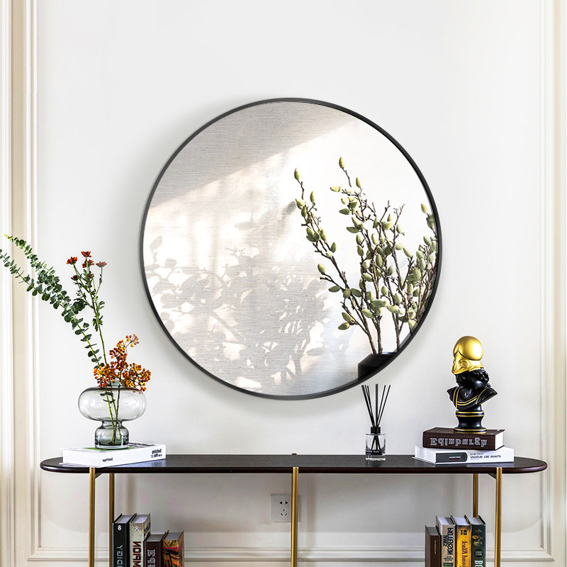 Nordic light luxury powder room Bathroom mirror Round makeup mirror Makeup mirror Bathroom mirror Round mirror Sink mirror