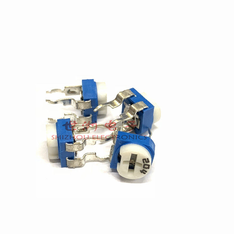 Blue and white horizontal adjustable resistor WH06-2 RM065 resistance 200K-204 blue and white horizontal adjustable potentiometer