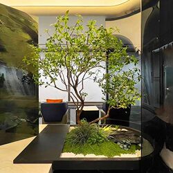 Simulated Green Plant Landscaping, Large-Scale Simulated Horsewood Landscaping, Indoor Decoration, Floor-Standing Green Plant Landscaping, High-End Artificial Trees