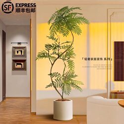 Large Living Room Floor-Standing Ornaments, Fake Plants Next to the Sofa and Tv Cabinet, Jacaranda Simulated Green Plant Ornaments
