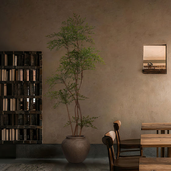 Artificial Green Plants, Light Luxury High-End Nandina Bamboo Fake Tree Potted Plants for Indoor Home and Shop Decor, Wabi-Sabi Floor-Standing Ornaments