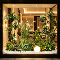 Simulated Green Plants, Large-Scale Indoor Landscaping, Outdoor Landscape Combinations, High-End Light Luxury Window Display Decorations, Floor-Standing Artificial Potted Plants