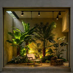 Simulated Green Plants, Large-Scale Indoor Landscaping, Outdoor Landscape Combinations, High-End Light Luxury Window Decoration, Floor-Standing Green Plant Landscaping