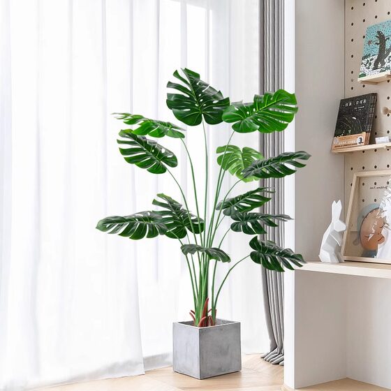 Simulated Green Plant Monstera Deliciosa Classy Accessible Luxury Living Room Plant Potted Scandinavian Style Artificial Tree Interior Decoration Landscape Ornaments