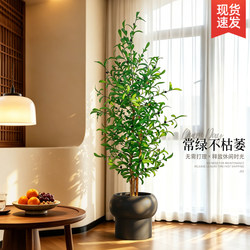 Vintage-Style Artificial Green Plant Potted Olive Tree, Large Floor-Standing Plant for Home Indoor and Outdoor Artificial Decoration