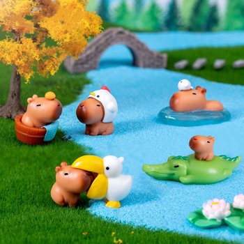 Cute capybara capibala little doll crocodile micro landscape decorative swimming accessories little duck desktop ornaments