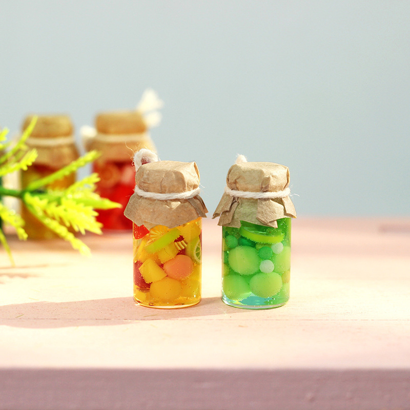 Mini Assorted Fruit Canned Food Model Ob11 Miniature Food Play Scene Strawberry Kiwi 1:12 Dollhouse Accessories